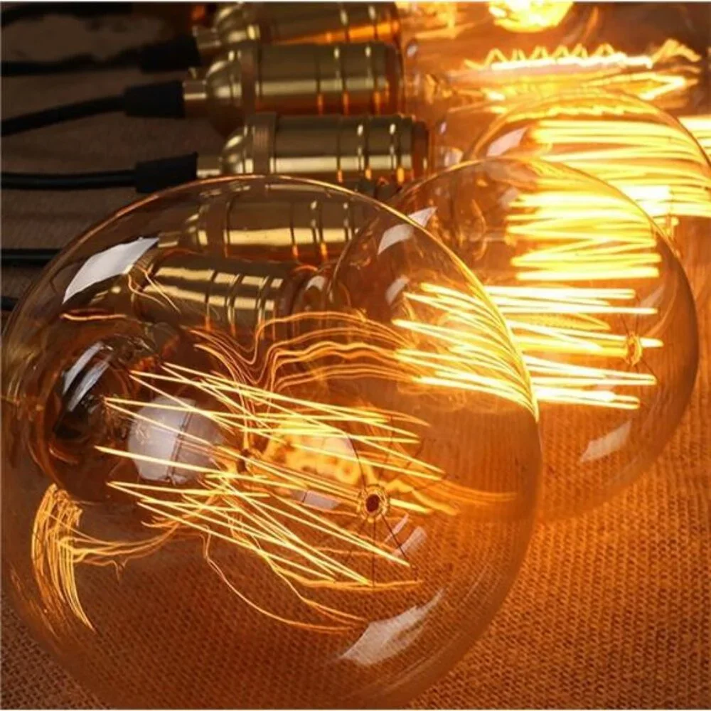 Vintage Edison Bulb,Large Round Edison Antique Light Bulbs-G30/G95 120V